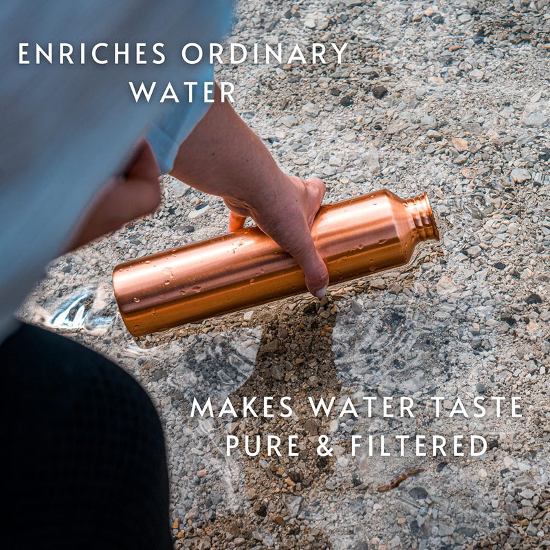 Kosdeg Copper Water Bottle - 34oz Vintage Modern Design - An Ayurvedic Pure Copper Vessel For Drinking- Drink More Water, Lower Your Sugar Intake And Enjoy The Health Benefits Immediately - Image 3